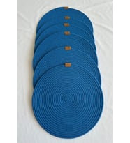 Yuvarlak Supla Amerikan Servis Sofra Altlığı, Masa Dekoru 33cm 6lı (Mavi)