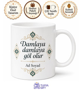 İsme Özel Türk Atasözü Yazılı Kupa Bardak Özel Tasarım Hediye