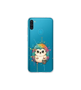 Samsung Galaxy M11 ile Uyumlu Splash Kirpi Tasarımlı Şeffaf Silikon Kılıf