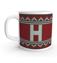 H Harfi Kış Kırmızı Yılbaşı Noel Örgü Tasarım  Harfli Kupa Bardak