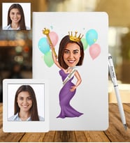 Doğum Gününe Özel Tasarımlı Karikatür Deri Defter & Metal Tükenmez Kalem + Ahşap Çerçeve hediye 40