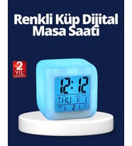 Renk Değiştiren Led Alarmlı Dijital Küp Masa Saati