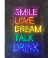 Smile Love Dream Talk Dream Neon Yazı Tabela Dekoratif Aydınlatma (80x50cm)
