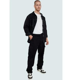 Erkek Yeni Moda Boru Paça Regular Boy Dokuma Erkek Kargo Cepli Baggy Pantolon