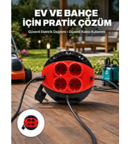 Ev ve Ofis İçin 3 Metre Kablolu 4 Priz Makarası