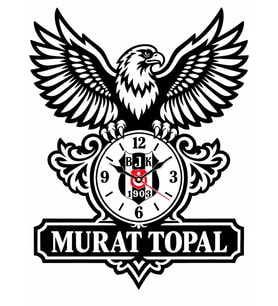 40x45 cm Kartal Figürlü BJK Armalı Dekoratif Duvar Saati – Kişiye Özel MURAT TOPAL