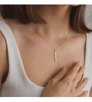 Kişiye Özel 925 Ayar Gümüş Tasarım Dikey İsim Kolye (Gold)