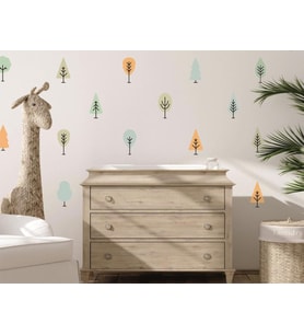 İskandinav Fidanlık Ağacı Duvar Sticker  Fidanlık Boho  Duvar Çıkartmaları 70 Adet  (Karışık)
