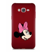 Samsung Galaxy J7 Soft Premier Kapak Minnie Mouse-A Tasarımlı Silikon Kılıf - Mürdüm (Şeffaf)