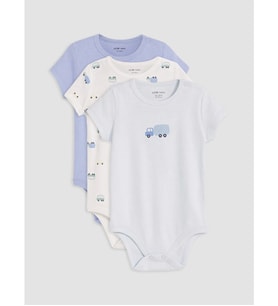 LCW baby Mavi Baskılı Erkek Bebek Çıtçıtlı Body 3'lü