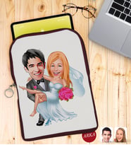 BK Gift Kişiye Özel Evleniyoruz Karikatürlü Taşınabilir Koruyucu Tablet Kılıfı & Organizer Çanta - Bordo-9