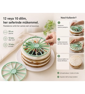 Mükemmel Dilim Kılavuzu – 10 ve 12 Kesimli Pasta Ayırıcı - 250 MM