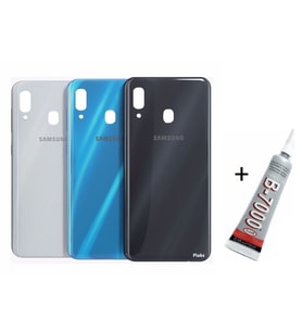 SAMSUNG A20 Arka Batarya Pil Kapağı MAVİ (B7000 15 ML Yapıştırıcı)