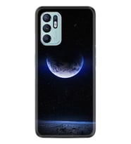 Oppo Reno 6 Kılıf Resimli Desenli Silikon Platinium Series Midnight Moon 1802