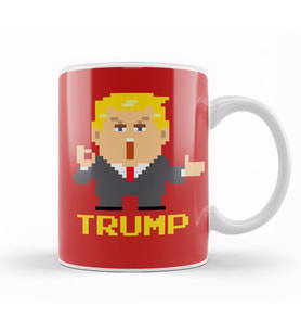 Trump Simplified Pixel President Kupa Bardak Porselen