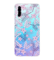 PrintiFy Huawei P30 Uyumlu Kamera Korumalı Floral Pudra Tasarımlı Şeffaf Silikon Kılıf