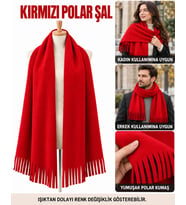 Unisex Polar Şal, Kadın ve Erkek Kışlık Püsküllü Yumuşak Polar Kumaş Şal