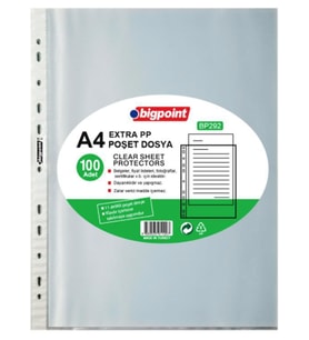 Bigpoint A4 Extra PP Poşet Dosya 100lü Paket