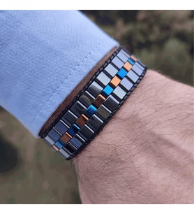 Clays Jewellery Hematit Taşı Füme, Rose, Mavi Bileklik 