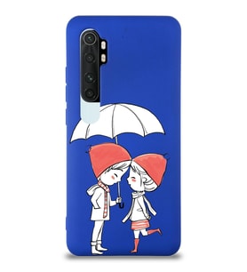 Xiaomi Mi Note 10 Lite Uyumlu Lansman Kılıf Aşk Tasarımlı İçi Kadife Kapak-Lacivert (Şeffaf)