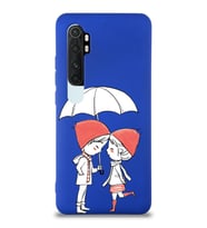 Xiaomi Mi Note 10 Lite Uyumlu Lansman Kılıf Aşk Tasarımlı İçi Kadife Kapak-Lacivert (Şeffaf)