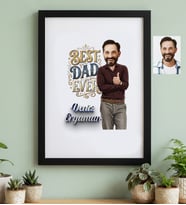 Kişiye Özel Karikatürlü Best Dad Ever Babaya Hediye Siyah Çerçeve Babalar Günü Hediyesi
