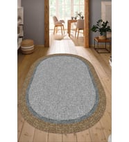 Dijital Baskılı Kaymaz Taban Yıkanabilir Oval Salon Halısı Mutfak Halısı Yolluk NDO-HT-230 (Gri)