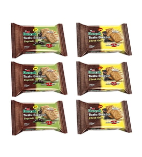 Eti Burcak 273 gr Zeytinli ve Çorek Otlu Tuzlu Biskuvi 6 lı Karma Paket