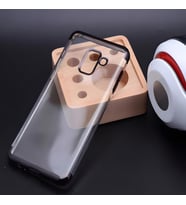 Galaxy A8 2018 Kılıf Dört Köşeli Lazer Silikon Kılıf (Siyah)