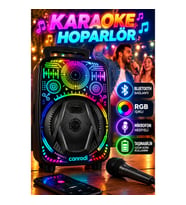 8 İnç Mikrofonlu Karaoke Hoparlör RGB Işıklı Taşınabilir Bluetooth Speaker