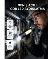 Profesyonel 4 Modlu Şarjlı El Feneri 1300 Mah Batarya Cree Led Teknolojisi