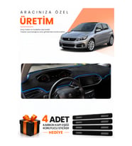 PEUGEOT 308 (2014-2021) Uyumlu Torpido Koruma Örtüsü Oto Kılıfı - Siyah Mavi