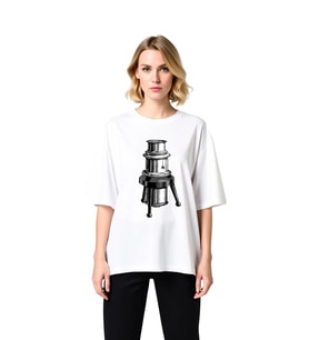 Kadın Oversize Tişört Vintage Bilim Enstrümanı Üç Objektif Lens Çizgi Sanatı Baskı Günlük Rahat