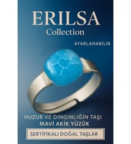 Sertifikalı Doğal Mavi Akik Taşı Yüzük – Ayarlanabilir Kalın Tımbıl Kasa (Çok Renkli)