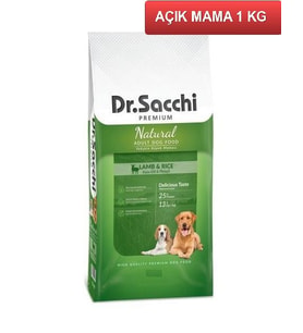 Dr.Sacchi Premium Natural Lamb&Rice Yetişkin Köpek Maması 1 kg AÇIK