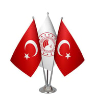 Masa Üstü Tarım Bakanlığı Bayrağı Türk Bayrağı Üçlü Krom Direk Masa Bayrak Seti