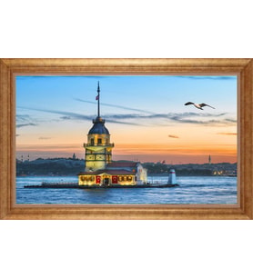 Çerçeveli Paspartulu Manzara Tablo ah1705 (Gold)