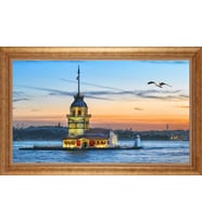 Çerçeveli Paspartulu Manzara Tablo ah1705 (Gold)