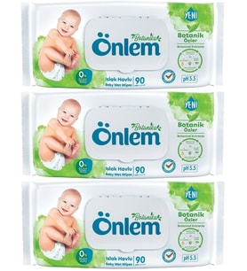 Önlem Islak Havlu Mendil 90 Yaprak Botanika Özlü (3 Lü Set) Plastik Kapaklı 270 Yaprak