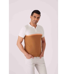 Dufy Camel Erkek Slim Fit Düz Ribana Yaka Kazak - 56444