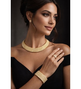 Kristal model Zirkon Taşlı Gold Set Kolye Bileklik Yüzük Abiye Nişan Düğün Gelin Takı Tasma Choker