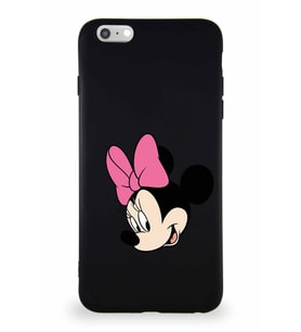 Apple iPhone 6 Plus Soft Premier Kapak Minnie Mouse-B Tasarımlı Silikon Kılıf - Siyah (Şeffaf)