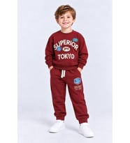 Erkek Çocuk Superior Tokyo Baskılı 2 li Eşofman Takımı Günlük Pamuklu Alt Üst Set Ak116