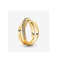 Üçlü Iç Içe Geçmiş Şerit Yüzük Gold Renk