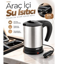 Lexroo Araçta Sıcak Su Hazırlamak İçin 12V Çakmak Girişli Paslanmaz Çelik Su Isıtıcı Kettle