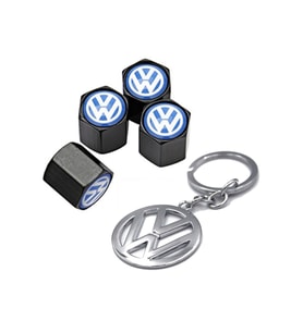 Volkswagen Bora Mavi LOGOLU Sibop Kapağı 4 Adet ve Krom Anahtarlık