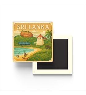 Sri Lanka - Sri Lanka - Paper Cut Art - Baskılı Buzdolap Magneti Kare - 9x9 cm
