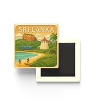 Sri Lanka - Sri Lanka - Paper Cut Art - Baskılı Buzdolap Magneti Kare - 9x9 cm