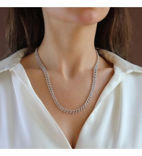 Gurmet Taşlı 6mm 52cm Gümüş Kolye