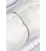 Pirinç Zirkon Taşlı Damla Model Ezme Zincir Gümüş Renk Kadın Bileklik 5886 - SSSSSS3862-1557